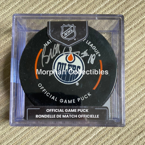 Brett Callighen - Autographed Puck Official Edmonton Oilers