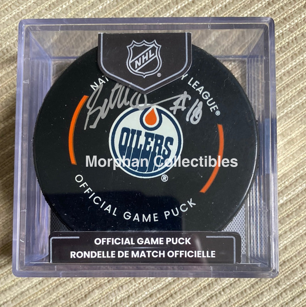 Brett Callighen - Autographed Puck Official Edmonton Oilers