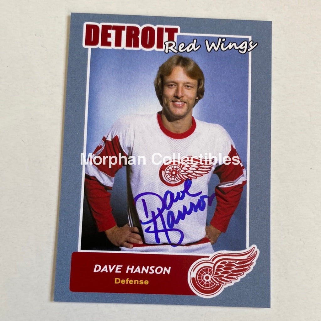 Dave Hanson - Autographed Card Detroit Red Wings Custom