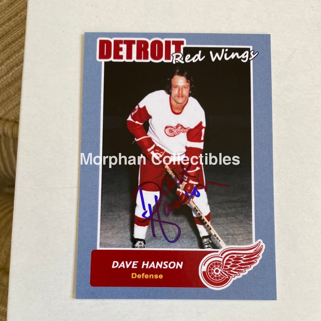 Dave Hanson - Autographed Card Detroit Red Wings Custom