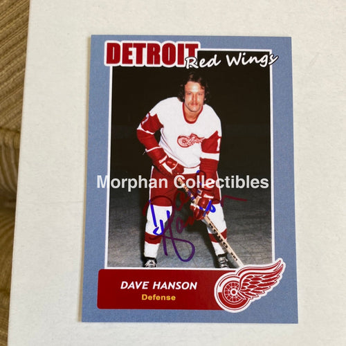 Dave Hanson - Autographed Card Detroit Red Wings Custom