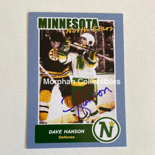 Dave Hanson - Autographed Card Minnesota North Stars Custom