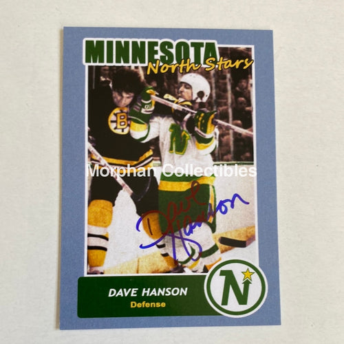 Dave Hanson - Autographed Card Minnesota North Stars Custom