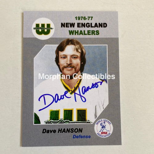 Dave Hanson - Autographed Card New England Whalers Custom