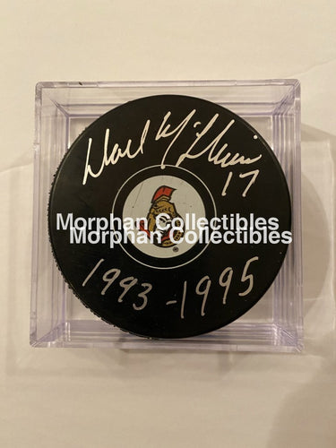 Dave Mcllwain - Autographed Pucks Ottawa Senators Puck