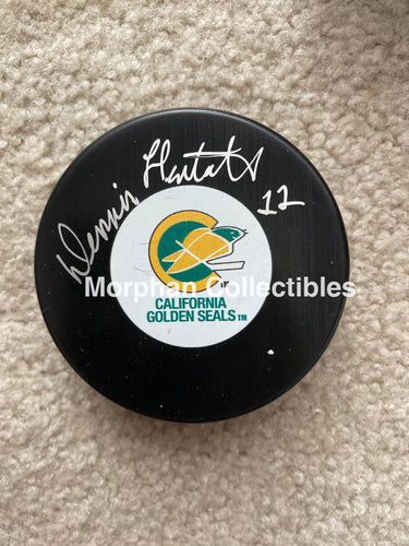 Dennis Hextall - Autographed Puck California Seals