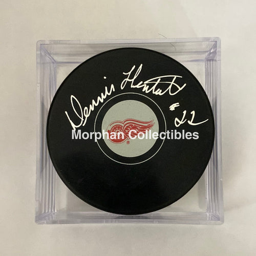 Dennis Hextall - Autographed Puck Detroit Red Wings