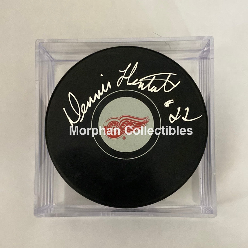 Dennis Hextall - Autographed Puck Detroit Red Wings