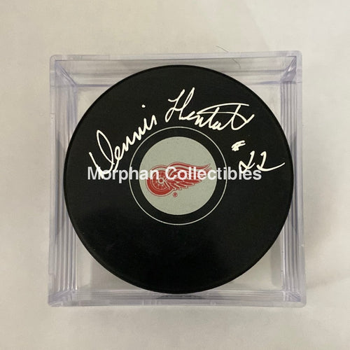 Dennis Hextall - Autographed Puck Detroit Red Wings