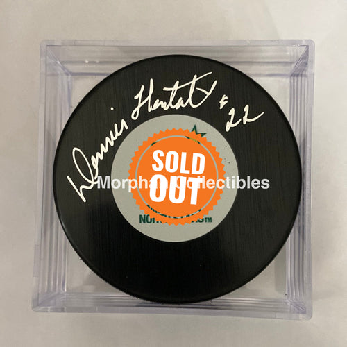 Dennis Hextall - Autographed Puck Minnesota North Srars