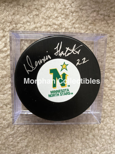 Dennis Hextall - Autographed Puck Minnesota North Stars