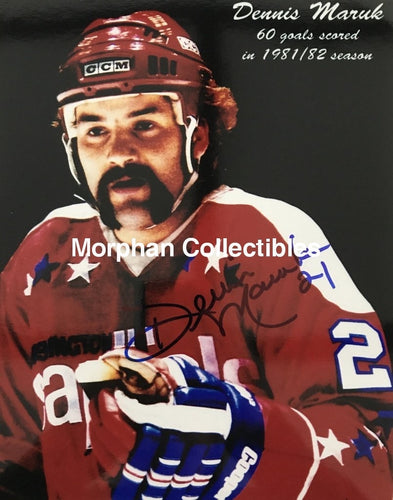 Dennis Maruk - Autographed 8X10 Photo Washington Capitals 60 Goals Blue Sharpie