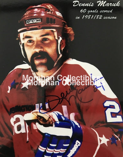 Dennis Maruk - Autographed 8X10 Photo Washington Capitals 60 Goals Blue Sharpie