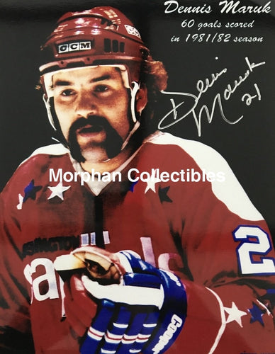 Dennis Maruk - Autographed 8X10 Photo Washington Capitals 60 Goals Silver