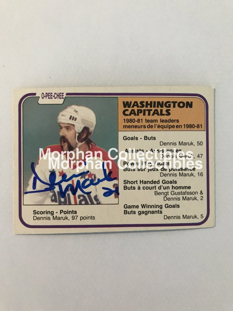 Dennis Maruk - Autographed Card 1981/82 Opc Team Leaders #2