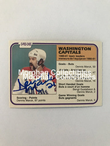 Dennis Maruk Autographed Cards 1981/82 Opc Team Leaders #1 Card
