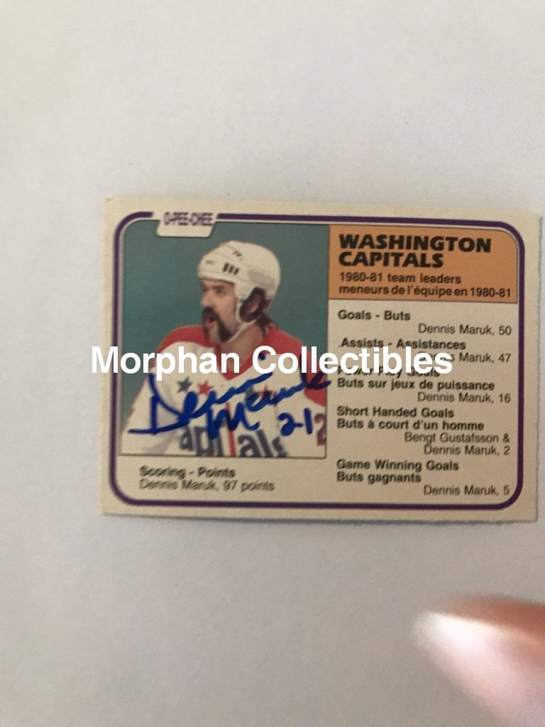 Dennis Maruk Autographed Cards 1981/82 Opc Team Leaders #3 Card