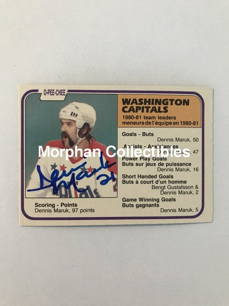 Dennis Maruk Autographed Cards 1981/82 Opc Team Leaders #1 Card