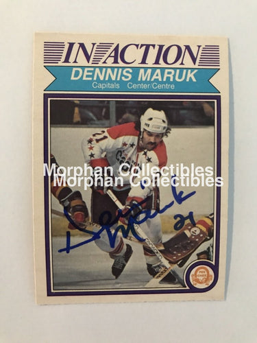 Dennis Maruk Autographed Cards 1982/83 Opc In Action #2 Card