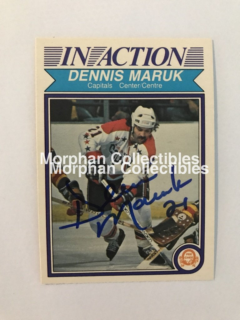 Dennis Maruk Autographed Cards 1982/83 Opc In Action #3 Card