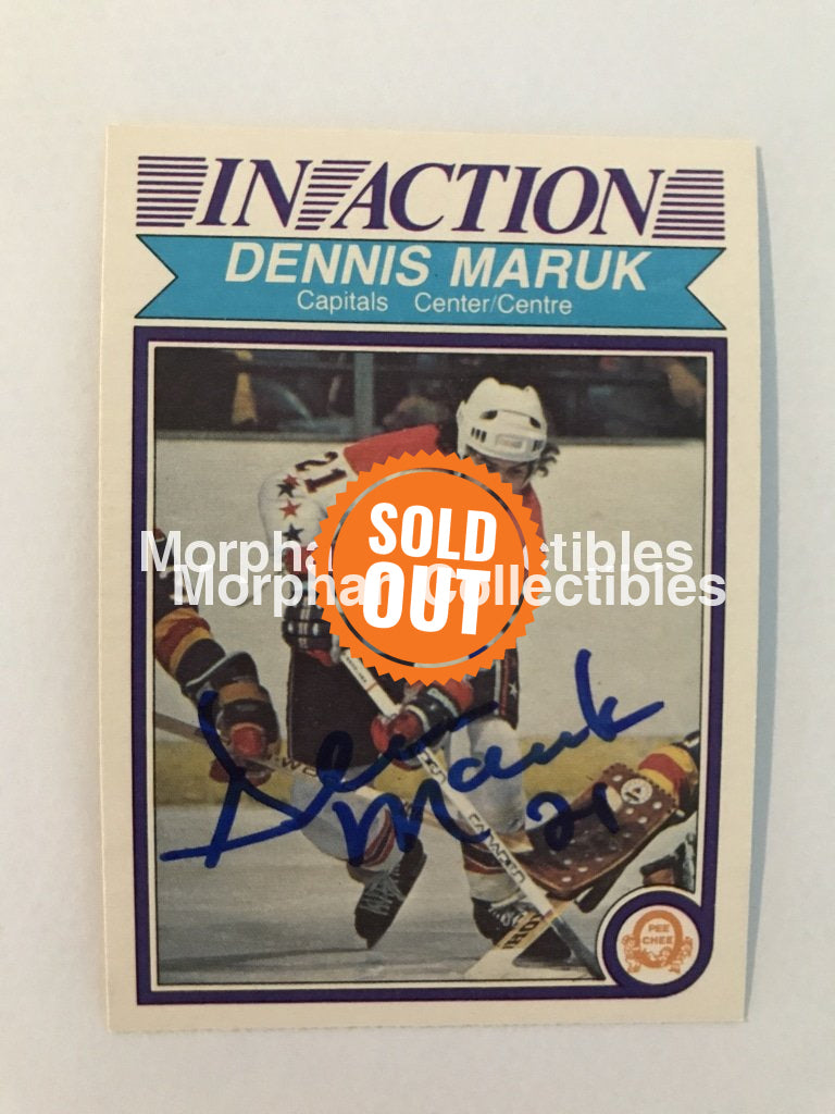 Dennis Maruk Autographed Cards 1982/83 Opc In Action #4 Card