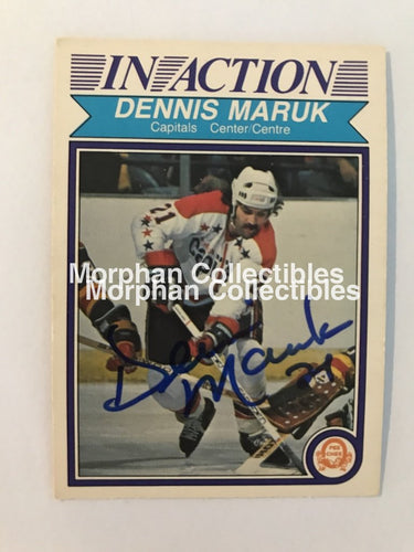 Dennis Maruk Autographed Cards 1982/83 Opc In Action #5 Card