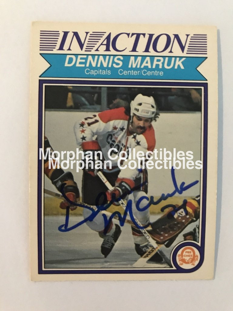 Dennis Maruk Autographed Cards 1982/83 Opc In Action #5 Card