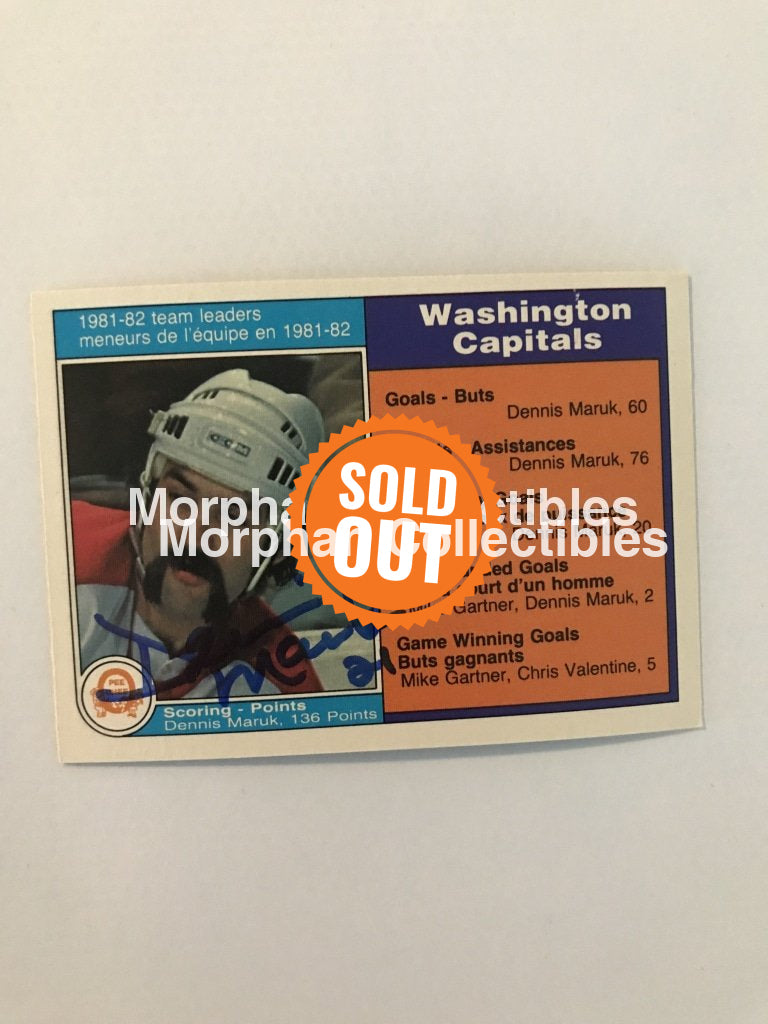 Dennis Maruk Autographed Cards 1982/83 Opc Washington Leaders #5 Card