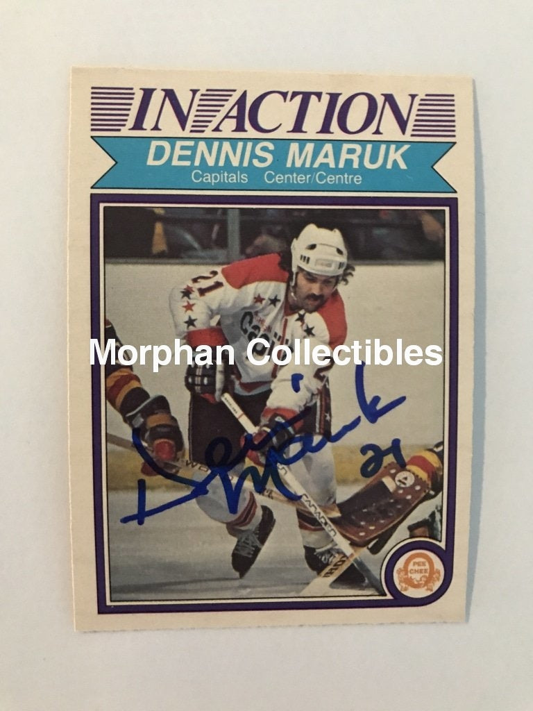 Dennis Maruk Autographed Cards 1982/83 Opc In Action #2 Card