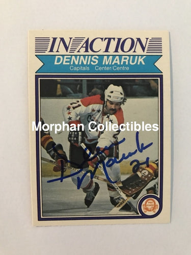 Dennis Maruk Autographed Cards 1982/83 Opc In Action #3 Card