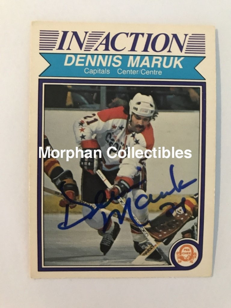 Dennis Maruk Autographed Cards 1982/83 Opc In Action #5 Card