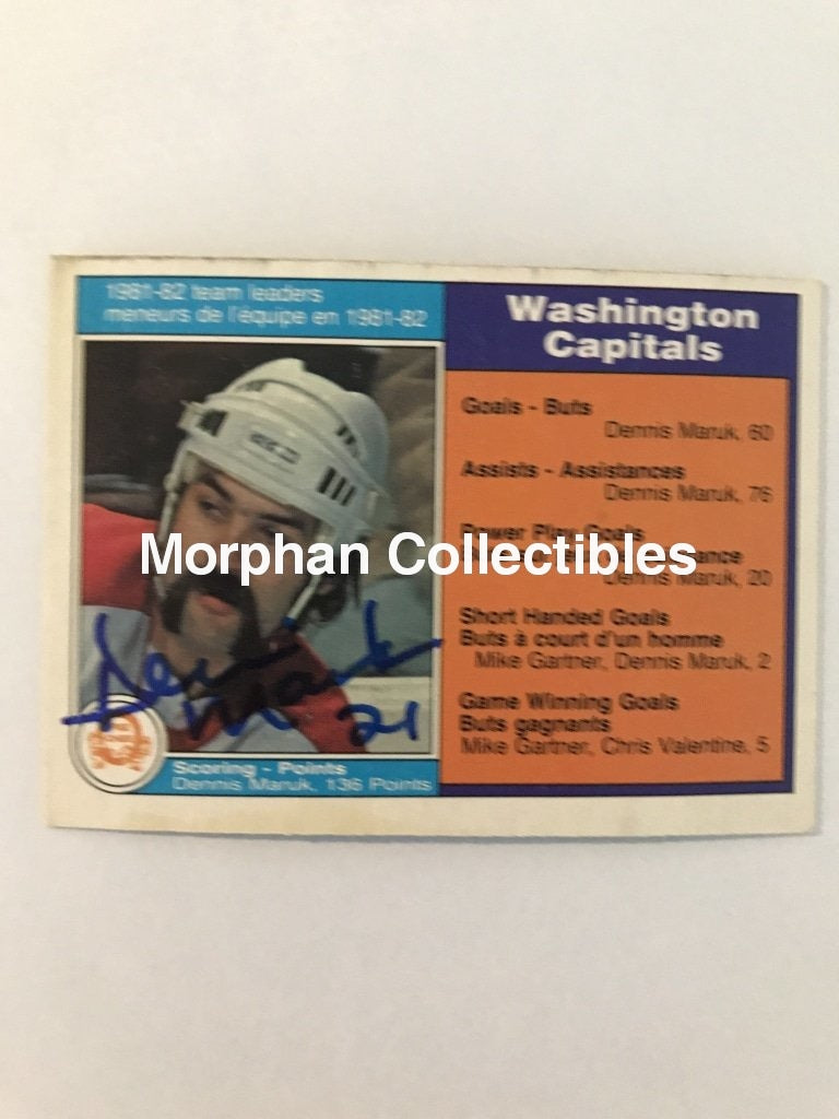 Dennis Maruk Autographed Cards 1982/83 Opc Washington Leaders #2 Card