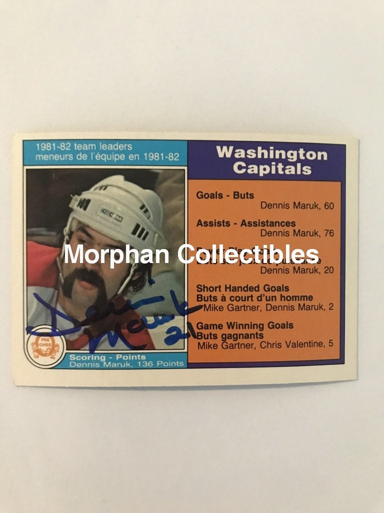 Dennis Maruk Autographed Cards 1982/83 Opc Washington Leaders #4 Card