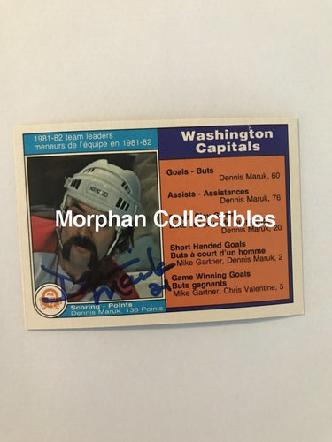 Dennis Maruk Autographed Cards 1982/83 Opc Washington Leaders #5 Card