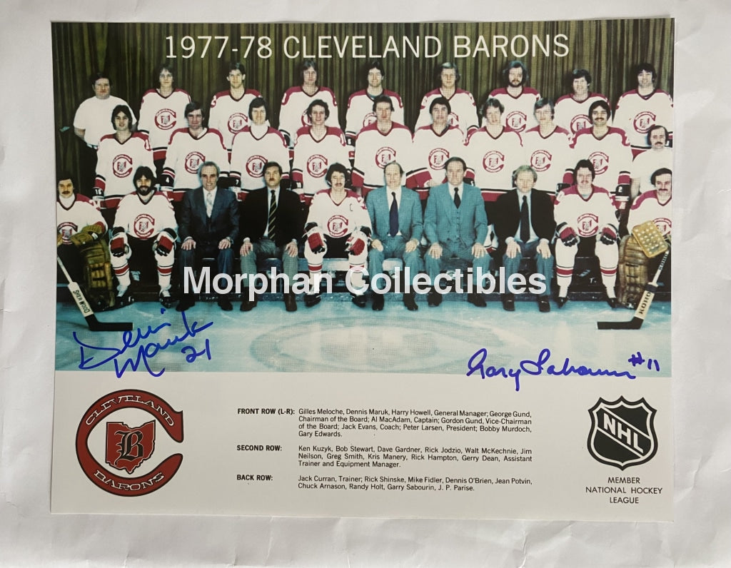 Dennis Maruk - / Gary Sabourin Autographed 8X10 Photo Cleveland Barons Team