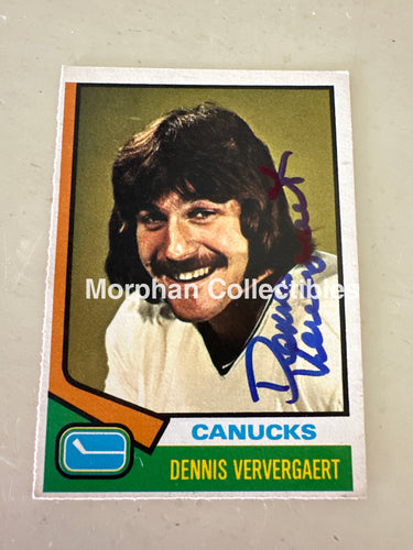 Dennis Ververgaert - Autographed Card - 1974-75 OPC Card