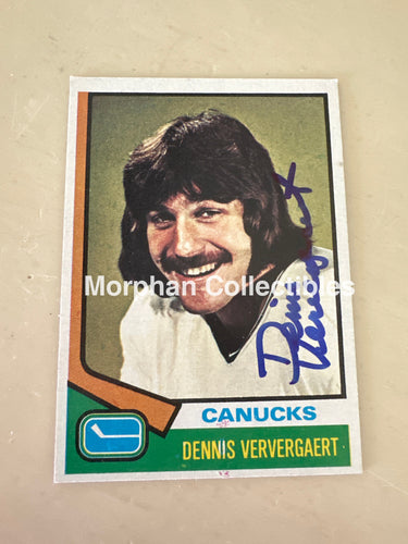 Dennis Ververgaert - Autographed Card - 1974-75 Topps Card