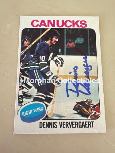 Dennis Ververgaert - Autographed Card - 1975-76 Topps Card