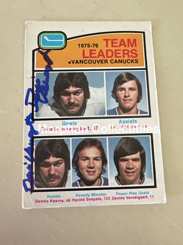 Dennis Ververgaert - Autographed Card - 1976-77 OPC Card