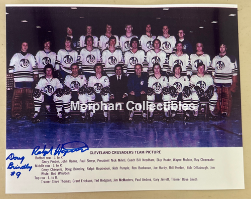 Doug Brindley/Ralph Hopiavouri - Autographed Photo - Cleveland Crusaders WHA Team 8x10 Photo Photo