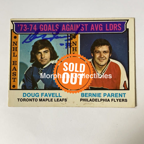 Doug Favell - Autographed Card 1974-75 Opc Leaders