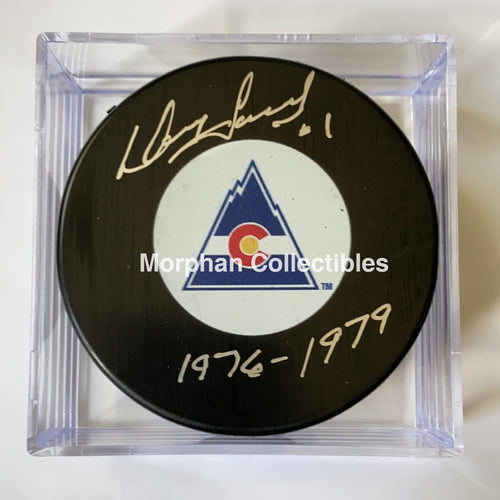 Doug Favell - Autographed Puck Colorado Rockies
