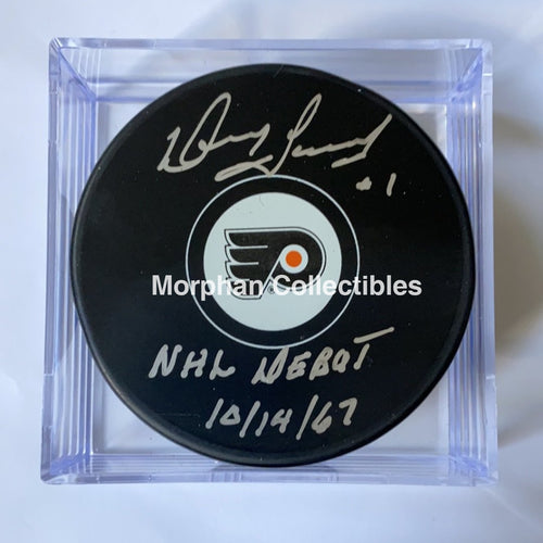 Doug Favell - Autographed Puck Philadelphia Flyers