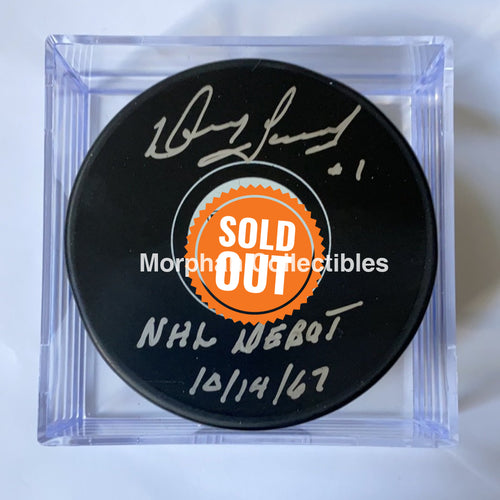 Doug Favell - Autographed Puck Philadelphia Flyers