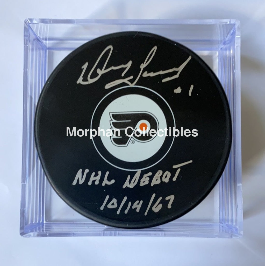 Doug Favell - Autographed Puck Philadelphia Flyers