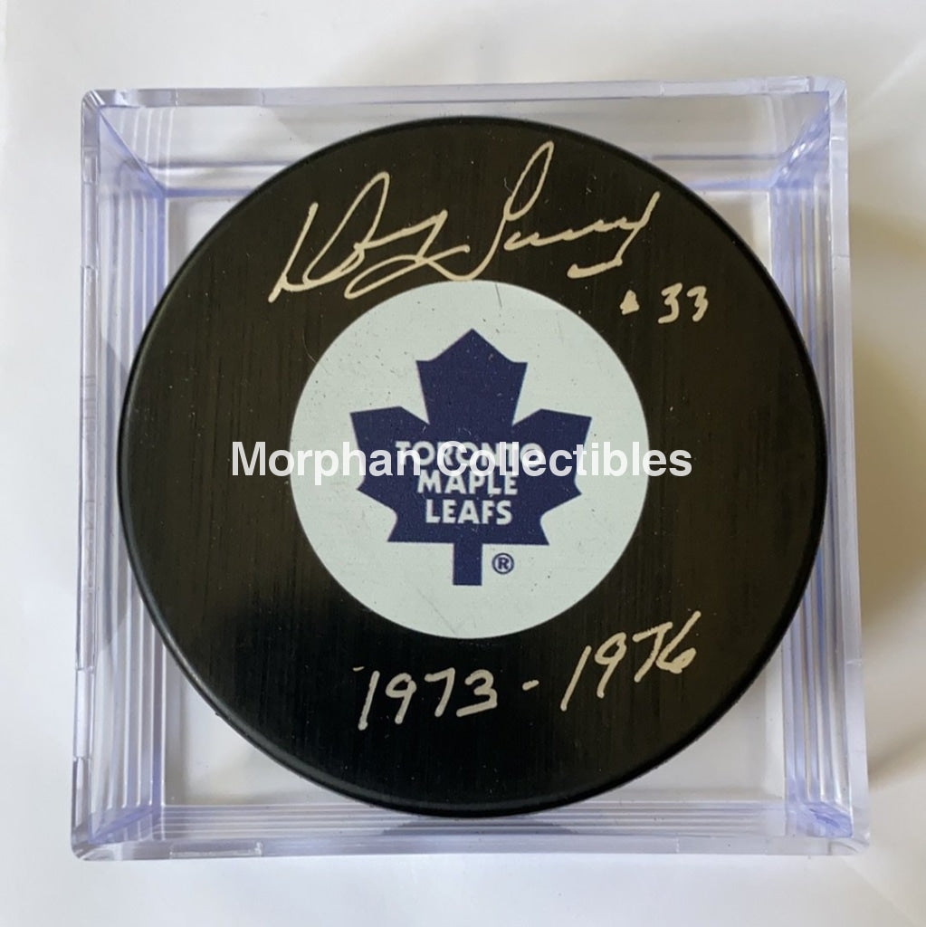 Doug Favell - Autographed Puck Toronto Maple Leafs