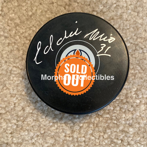 Eddie Mio - Autographed Pick Edmonton Oilers Puck