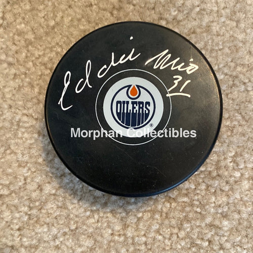 Eddie Mio - Autographed Pick Edmonton Oilers Puck
