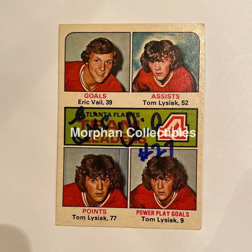 Eric Vail - Autographed Card 1975-76 Opc Team Leaders
