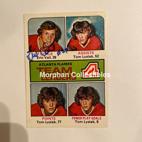 Eric Vail - Autographed Card 1975-76 Opc Team Leaders